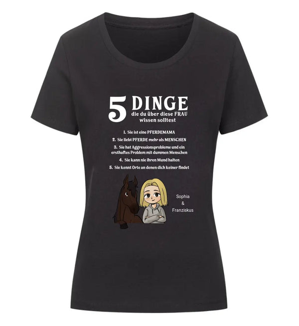 "Fünf Dinge" T-Shirt Damen (personalisierbar)